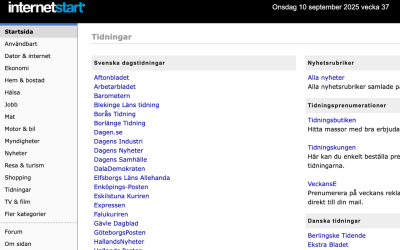 Alla tidningar på samma ställe Internettstart